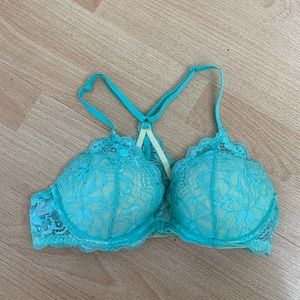 Victoria secret pink lace bra blue green 34B
